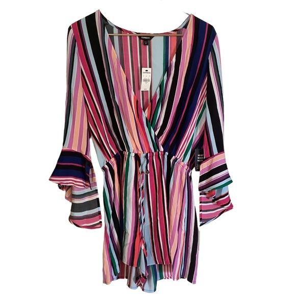 Express Striped Romper Size Small New - Picture 1 of 16
